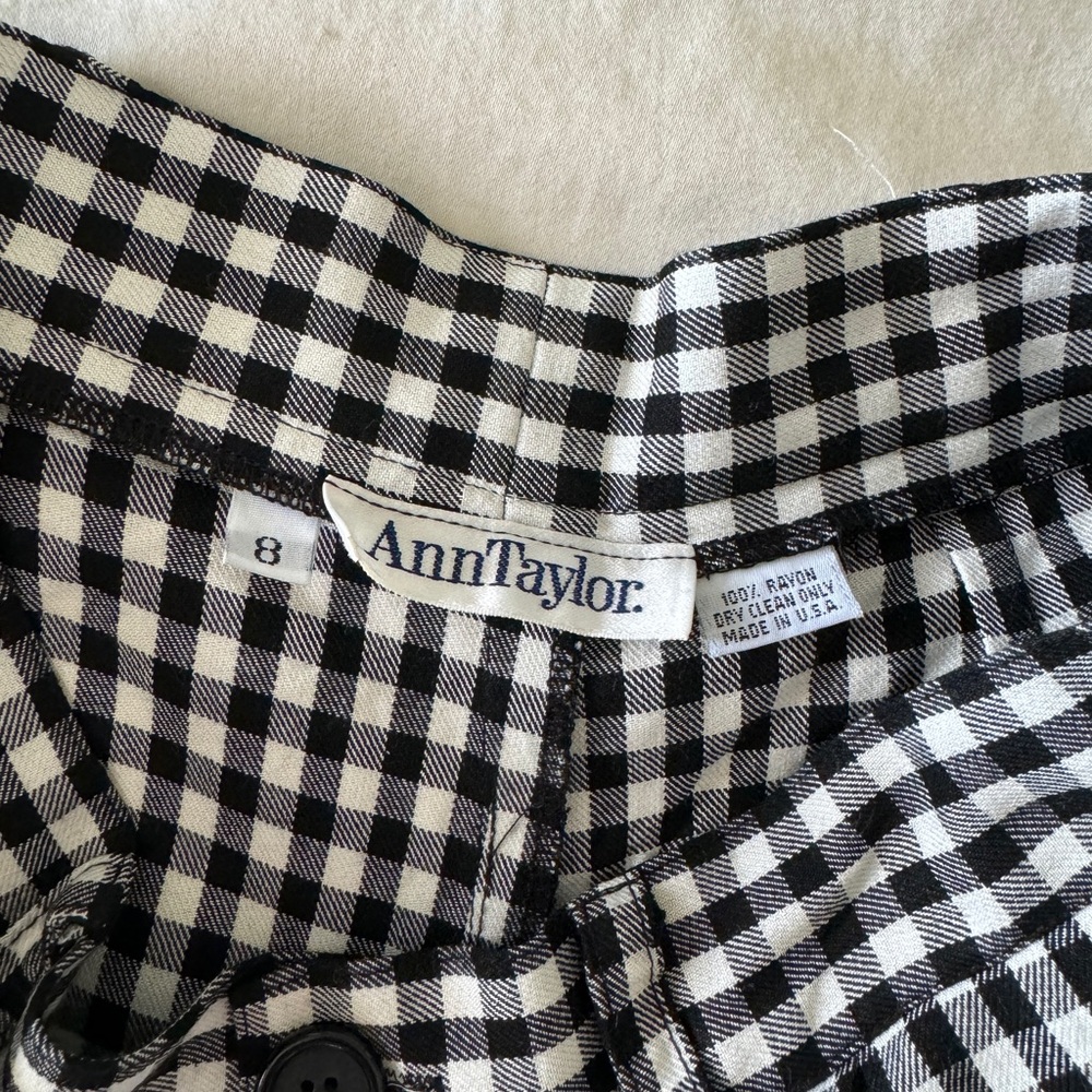 Vintage Rayon Pleated Gingham Bermuda Shorts - Picture 5 of 10